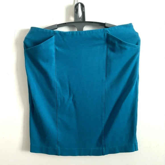 Cabi Blue green Rayon Blend Stretch Sigourney Pencil Skirt 10 # 3220 - Picture 2 of 8